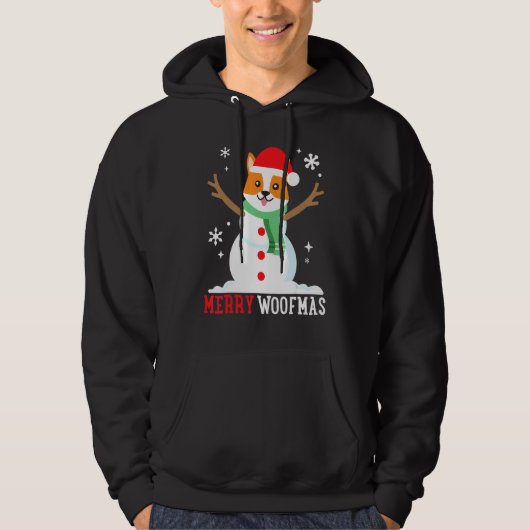 Corgi Snowman Funny Cute Dog mam Hoodie (Voorkant)