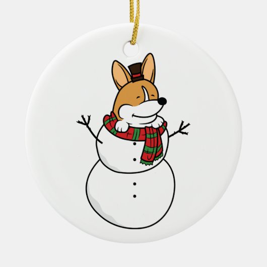 Corgi Snowman-keramische keramiek Keramisch Ornament (Voorkant)