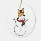 Corgi Snowman-keramische keramiek Keramisch Ornament (Links)