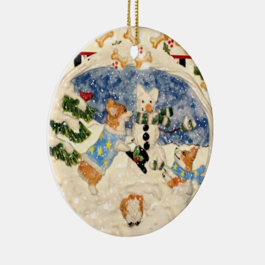 Corgi Snowman Ornament (Rechts)