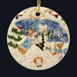 Corgi Snowman Ornament<br><div class="desc">Deze drie Corgis (kijk goed!) zijn gekleed voor winterspel en bouw,  wat nog meer,  een Corgi-sneeuwman!  Dit is een afbeelding van een originele redding van mij!  Ga naar www.susankimmel.com</div>