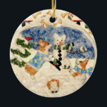 Corgi Snowman Ornament<br><div class="desc">Deze drie Corgis (kijk goed!) zijn gekleed voor winterspel en bouw, wat nog meer, een Corgi-sneeuwman! Dit is een afbeelding van een originele redding van mij! Ga naar www.susankimmel.com</div>