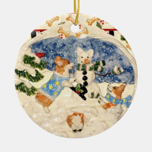 Corgi Snowman Ornament (Voorkant)