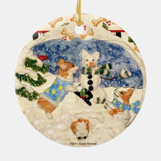 Corgi Snowman Ornament (Achterkant)