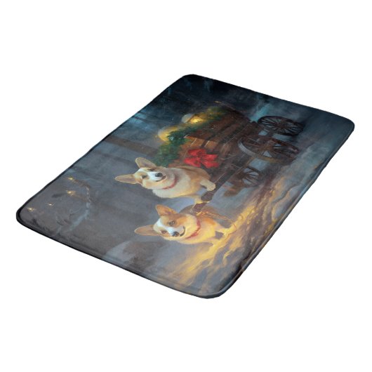 Corgi Snowy Sleigh Kerst Decor Badmat (Gekanteld)