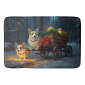 Corgi Snowy Sleigh Kerst Decor Badmat (Voorkant)