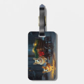 Corgi Snowy Sleigh Kerst Decor Bagagelabel (Achterkant verticaal)