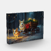 Corgi Snowy Sleigh Kerst Decor Fotoblokken (Links)