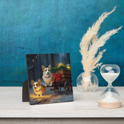 Corgi Snowy Sleigh Kerst Decor Fotoplaat (Insitu)