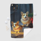 Corgi Snowy Sleigh Kerst Decor Golfhanddoek (Insitu)