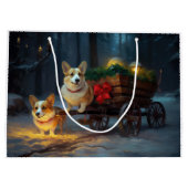 Corgi Snowy Sleigh Kerst Decor Groot Cadeauzakje (Achterkant)