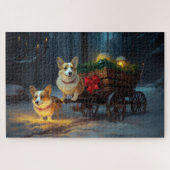 Corgi Snowy Sleigh Kerst Decor Legpuzzel (Horizontaal)
