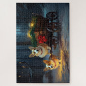 Corgi Snowy Sleigh Kerst Decor Legpuzzel (Verticaal)