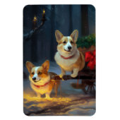 Corgi Snowy Sleigh Kerst Decor Magneet (Verticaal)