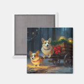 Corgi Snowy Sleigh Kerst Decor Magneet (Voorkant / Achterkant)