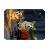Corgi Snowy Sleigh Kerst Decor Magneet (Horizontaal)