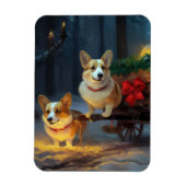 Corgi Snowy Sleigh Kerst Decor Magneet (Verticaal)