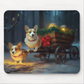Corgi Snowy Sleigh Kerst Decor Muismat (Voorkant)
