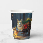 Corgi Snowy Sleigh Kerst Decor Papieren Bekers (Achterkant)