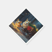 Corgi Snowy Sleigh Kerst Decor Servet (Hoek)