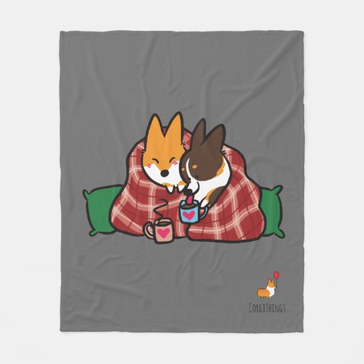 Corgi Snuggle Fleece Blanket Deken (Voorkant)