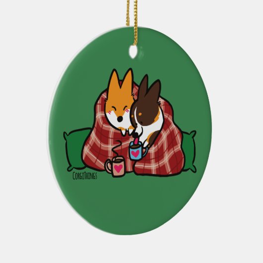 Corgi Snuggles Ornament (Rechts)