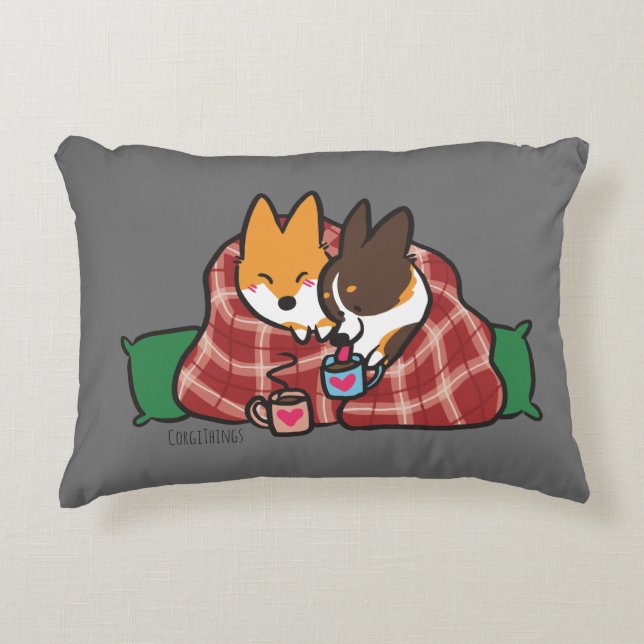 Corgi Snuggles Pillow Decoratief Kussen (Voorkant)