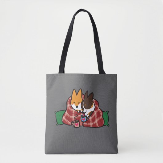 Corgi Snuggles Premium Canvas tas (Voorkant)