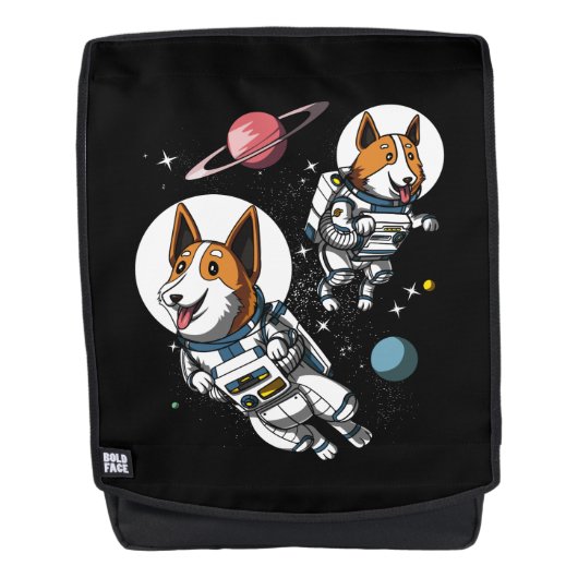 Corgi Space Astronaut Dog Cosmic Pet Rugtassen (Voorkant)