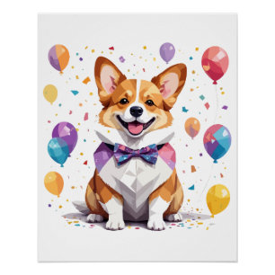 Corgi speels Schattig leuk dier kleurrijk blij Perfect Poster