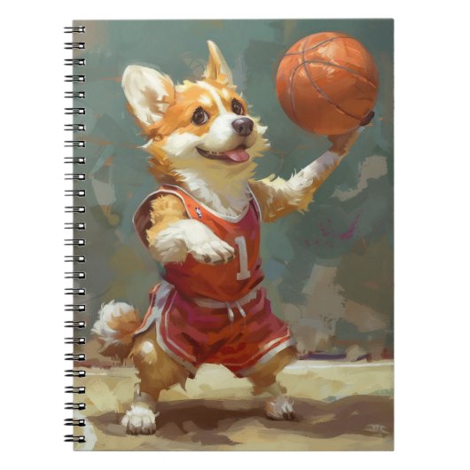 Corgi speelt basketbal notitieboek (Voorkant)