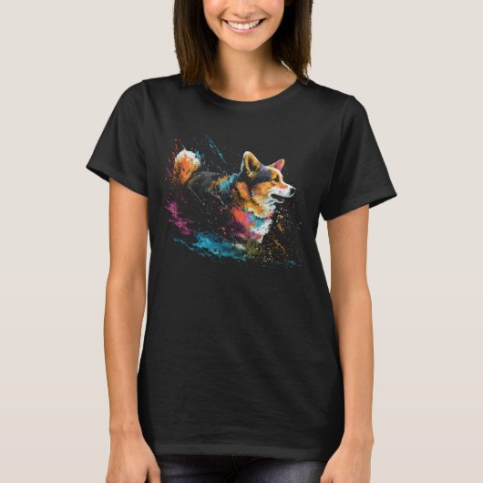 Corgi Splash Cute Dog T-shirt (Voorkant)