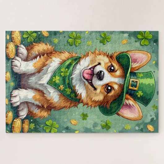 Corgi St Patrick’s Day Cute Lucky Dog Legpuzzel (Horizontaal)