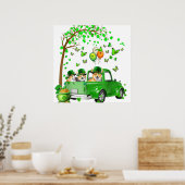 Corgi St Patricks Day Green Truck onder de boom Poster (Keuken)