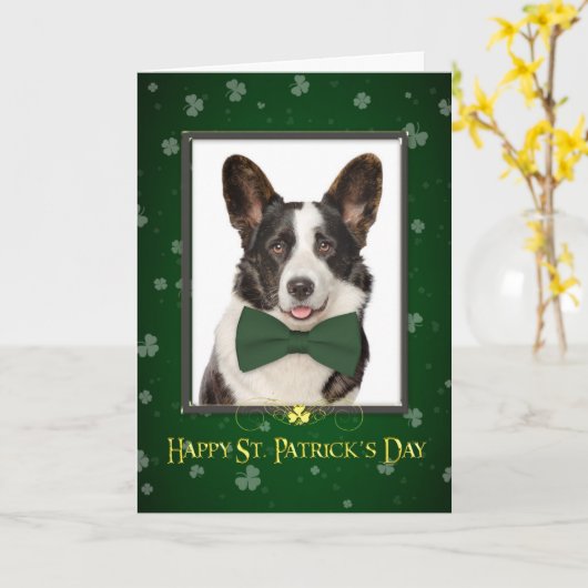 Corgi St. Patricks Day Kaart (Gele Bloem)