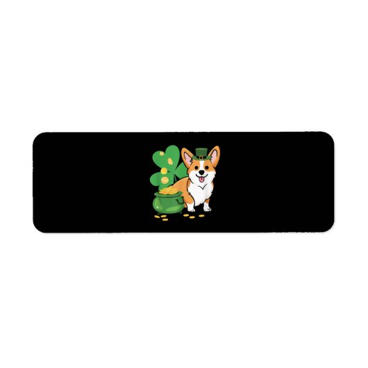 Corgi St Patricks Day met Leprechaun Pet Etiket (Voorkant)