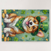 Corgi St. Patrick's Day Schattige Geluks Hond Legpuzzel (Horizontaal)