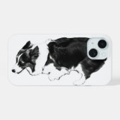 Corgi stap, slank en vrolijk iPhone 15 case (Achterkant horizontaal)
