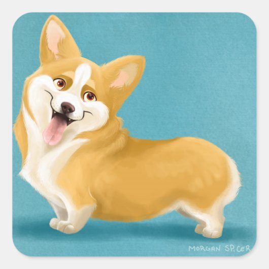 Corgi-Stickers Vierkante Sticker (Voorkant)
