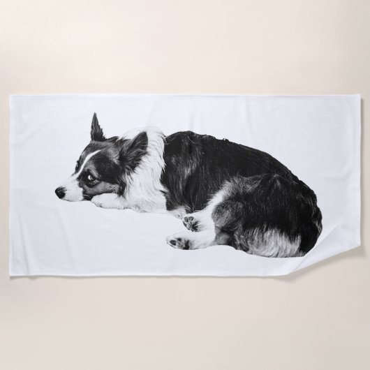 Corgi Stille Lijn Strandlaken (Voorkant)