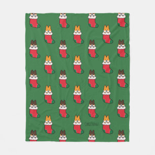 Corgi Stocking Fleece Blanket Deken