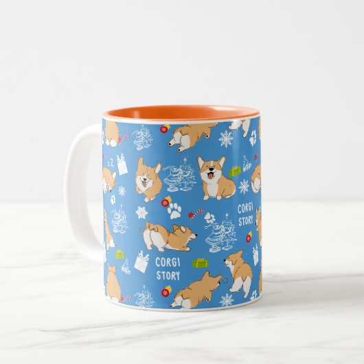 Corgi Story Mok voor tweetone kerstmis (Voorkant links)
