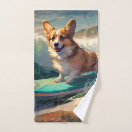 Corgi strand surfen schilderij bad handdoek (Handdoek)