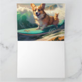 Corgi strand surfen schilderij kaart (Binnen)
