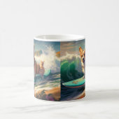 Corgi strand surfen schilderij koffiemok (Center)