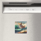 Corgi strand surfen schilderij magneet (Insitu (Vaatwasser))
