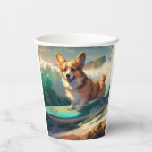 Corgi strand surfen schilderij papieren bekers (Achterkant)