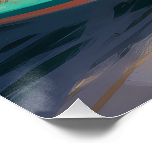 Corgi strand surfen schilderij perfect poster (Hoek)