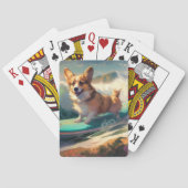 Corgi strand surfen schilderij pokerkaarten (Achterkant)