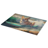 Corgi strand surfen schilderij snijplank (Hoek)